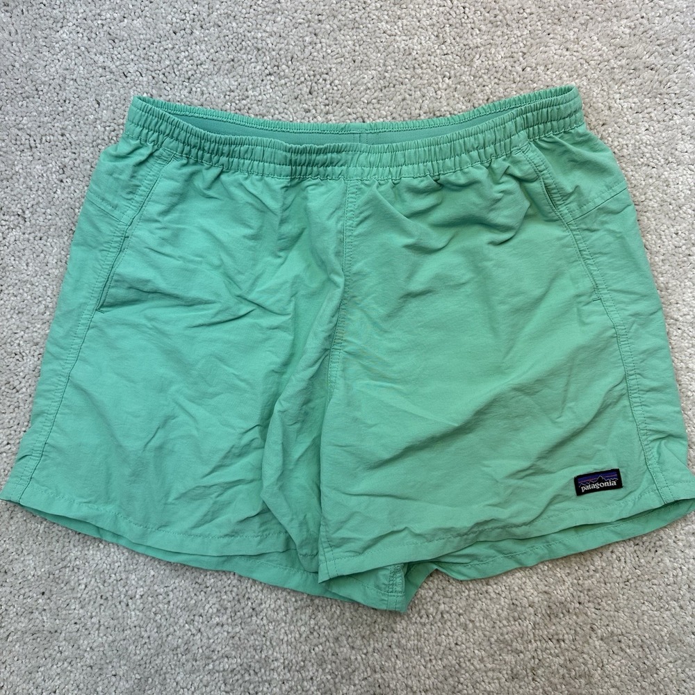 Patagonia Women's Barely Baggies Shorts Size Medium Drawstring Teal Swim Hike 4"